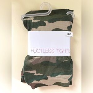 Camouflage print footless tights leggings size Medium/Large
